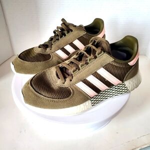 Adidas Marathon Tech Women's Green and Pink Sneakers size 6